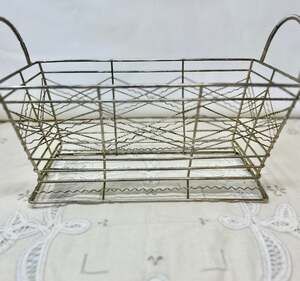 •French Country Style•  Mid-Century Gunmetal Wire-Sculpted Basket